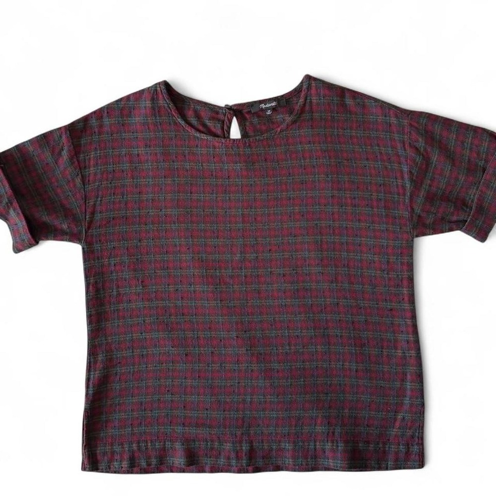 Madewell Womens XS Plaid Textured Boxy Top